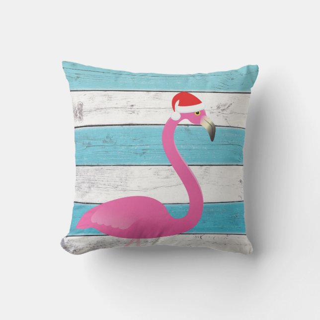 Tomten Flamingo på den yttre strimlade fyllningen Utomhuskudde (Framsida)