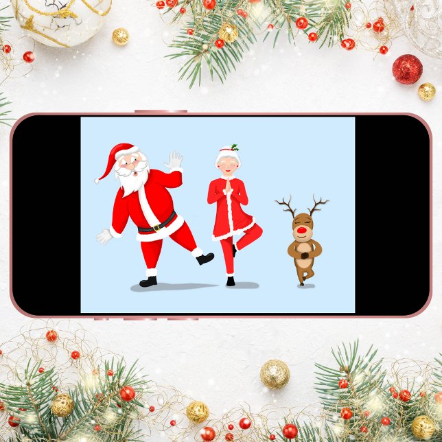 Tomten försöker göra Yoga tillsammans med Claus &  Kort (Santa working on doing the tree pose!)