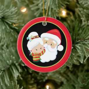 Tomten, fru Claus, tillför känslor Julgransprydnad Keramik
