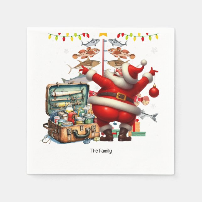 Tomten Går med Fläkt till julCheer! Pappersservett (Framsidan)