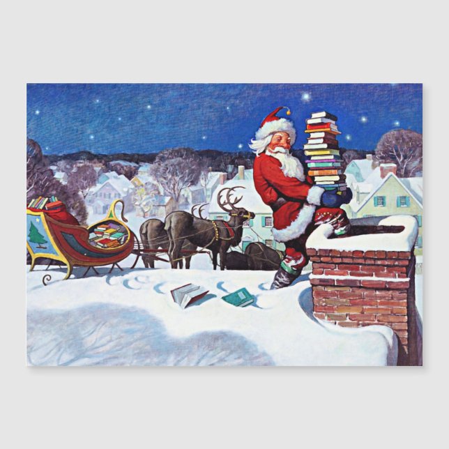 Tomten går ner i skorsten med boks pansarbelastnin (Framsida)