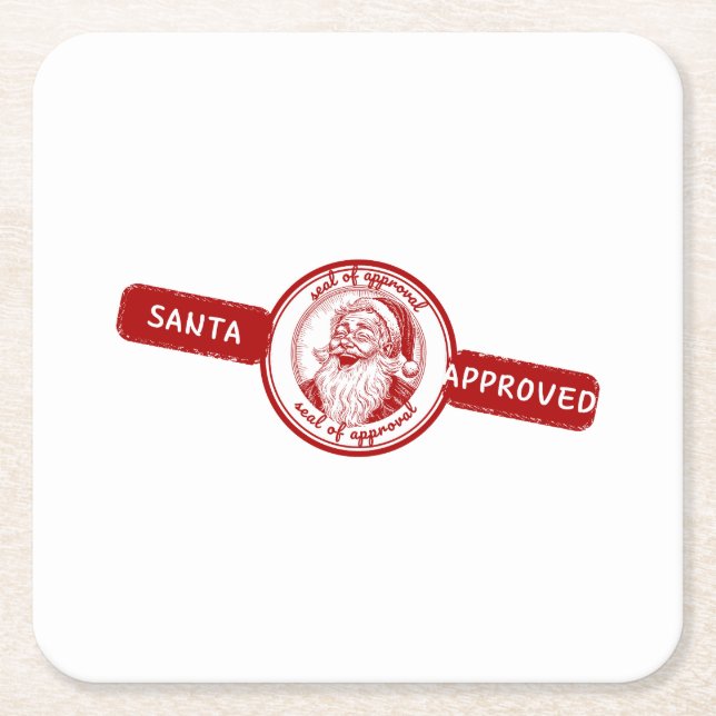Tomten godkänd, jul frimärke, julglädje, julglädje underlägg papper kvadrat (Framsidan)