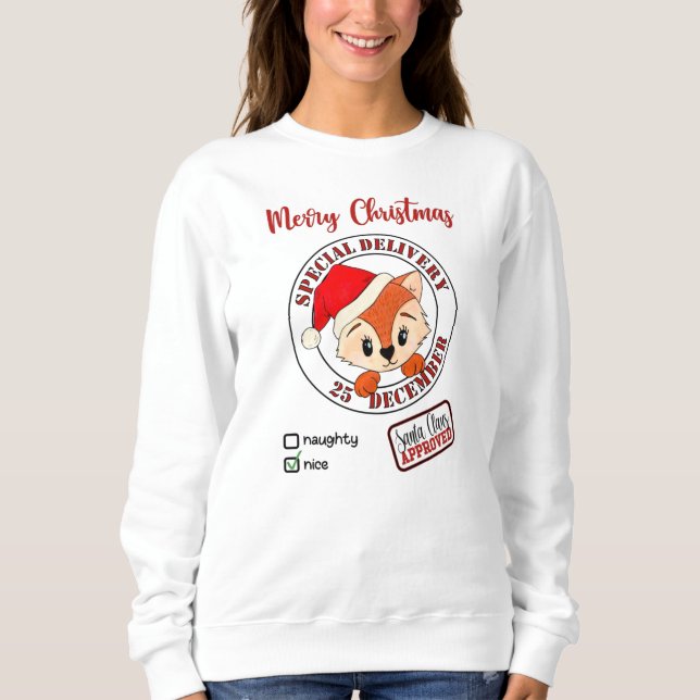 *~* Tomten godkände Speciell Delivery Naughty Nice T Shirt (Framsida)