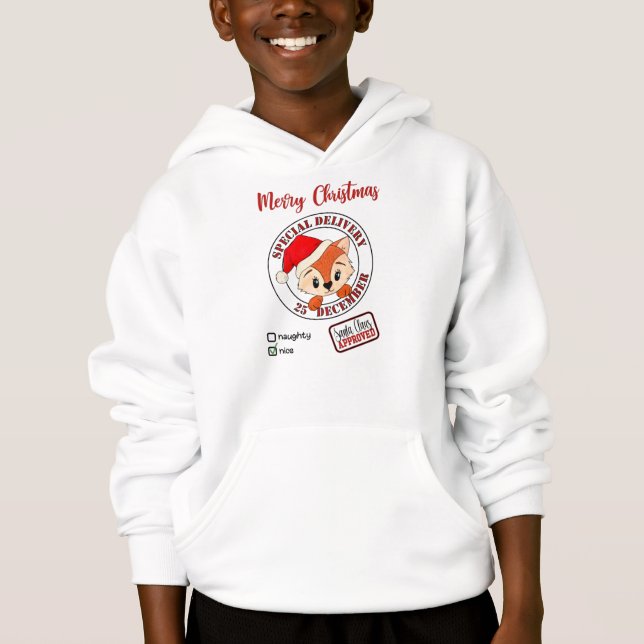 *~* Tomten godkände Speciell Delivery Naughty Nice T Shirt (Framsida)