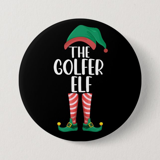 Tomten golfar golf familjen matchande jul knapp (Framsida)