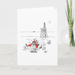 Tomten Gräver för olja Helgkort