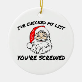 Tomten har checkat sin lista julgransprydnad keramik