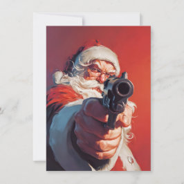 Tomten har en pistol julkort