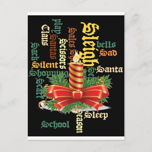 Tomten har en trevlig dag och en bättre natt. helg vykort (Framsida)