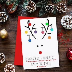 Tomten har ett nytt stopp! Modern Flytta Helgdag Julkort