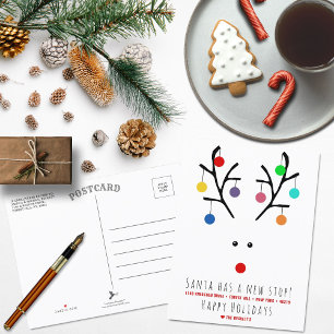 Tomten har ett nytt stopp! Modern Flytta Helgdag Meddelande Vykort