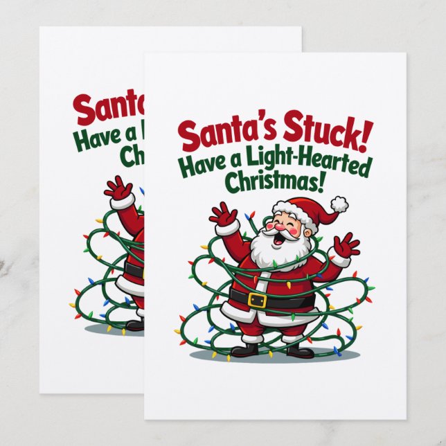 Tomten har kört fast Roligt julkort (Fram/baksida)