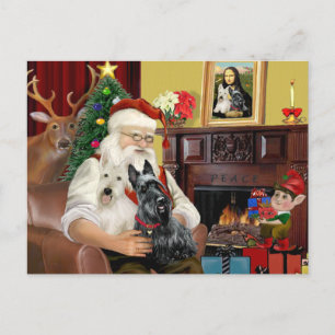 Tomten hemma - Scottish Terriers (två) - Santa Helg Vykort