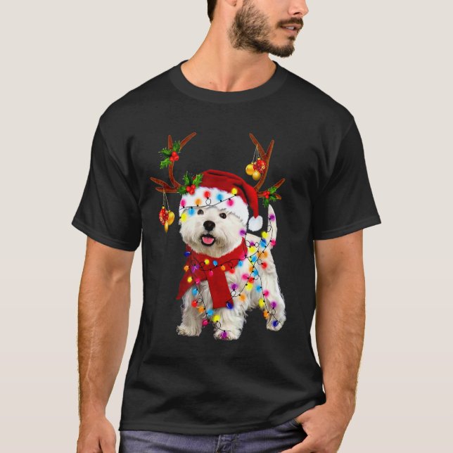 Tomten, hund, vackra renar t shirt (Framsida)