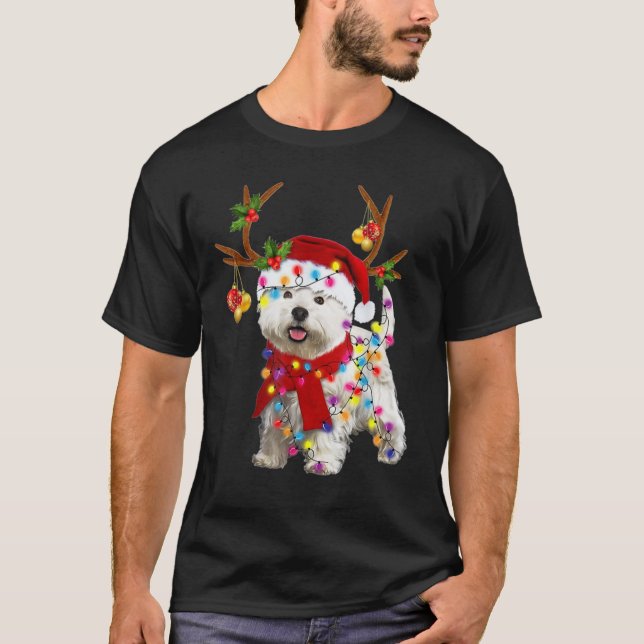 Tomten, hund, vackra renar t shirt (Framsida)