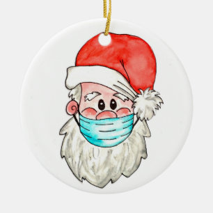 Tomten i facemask christmas helgdag dec julgransprydnad keramik