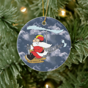 Tomten i Helicopter Ornament