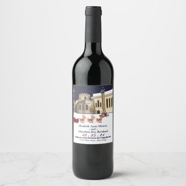 Tomten i London Jul Vin-etikett Vinflaska Etikett (Framsida)