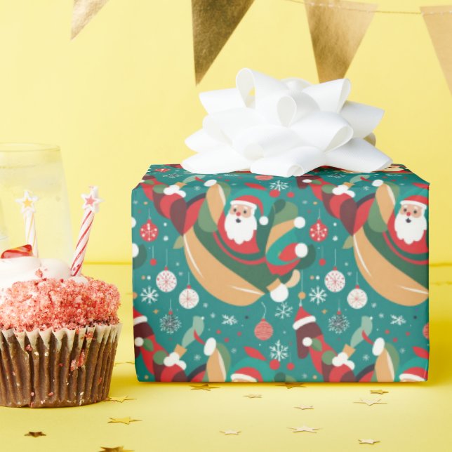 Tomten i mönster vid jul presentpapper (Födelsedagsfest)