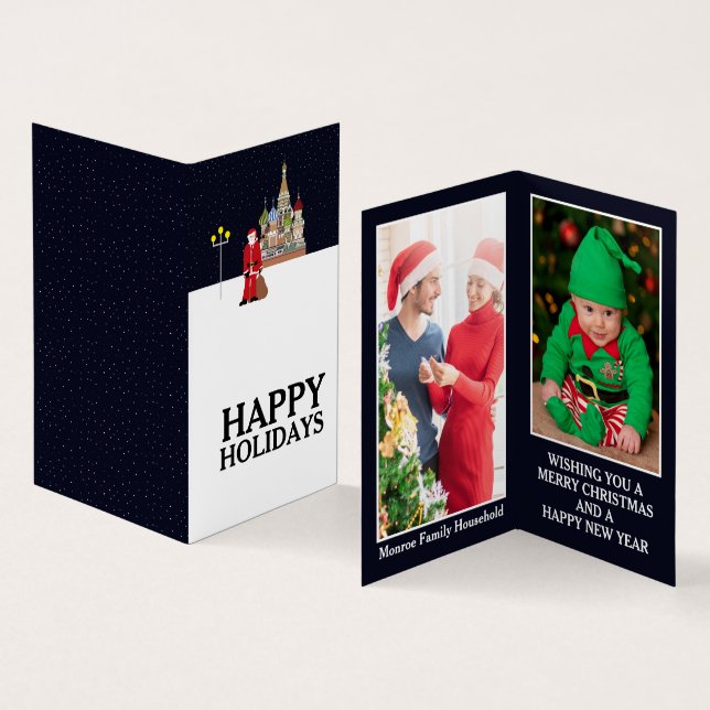 Tomten i Moskva, Familjefotojulkort Visitkort (In- och utsida)