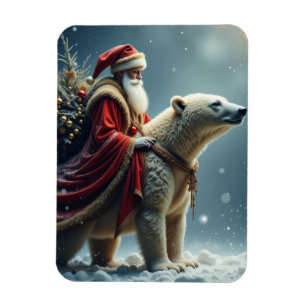 Tomten i Nordpolen på ett Polar Bear Magnet