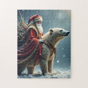 Tomten i Nordpolen på ett Polar Bear Pussel