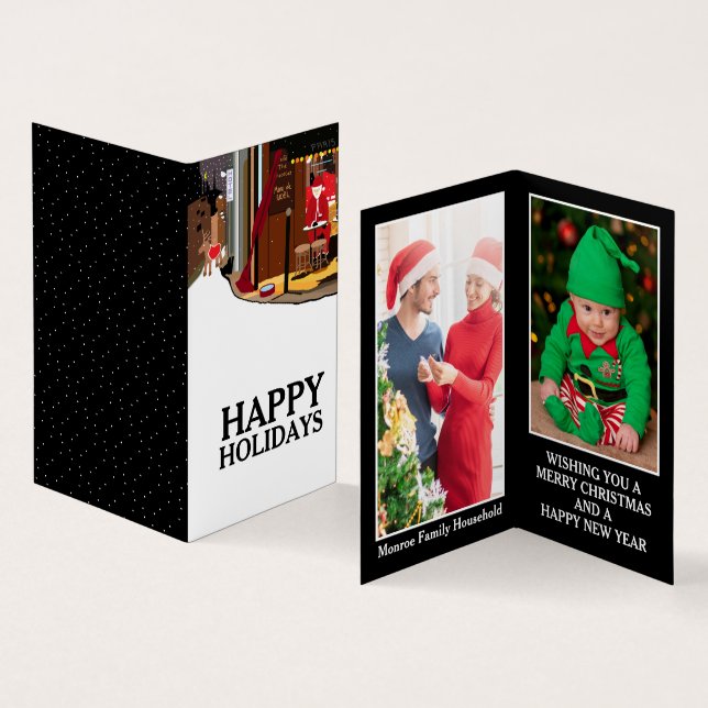 Tomten i Paris, familjens fotojulkort Visitkort (In- och utsida)