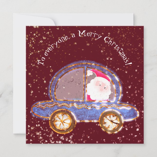 Tomten i sin bil vid jul (Framsida)
