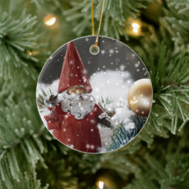 Tomten i Snö Julgransprydnad Keramik