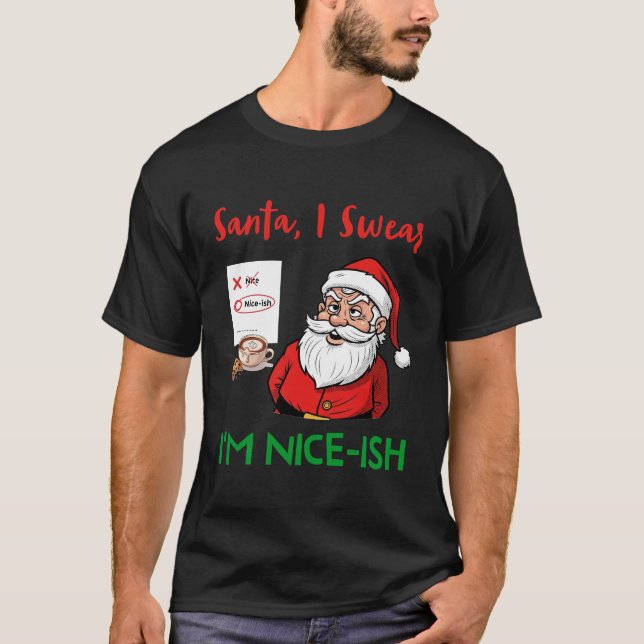 Tomten, jag svenar, jag är trevlig-finsk julshirt t shirt (Framsida)
