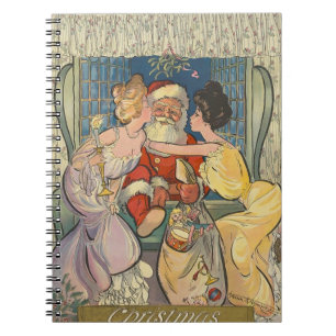 Tomten Kissing Vintage-julkort Anteckningsbok