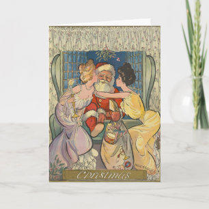 Tomten Kissing Vintage-julkort Helgkort