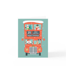 Tomten kommer i en Dubbla Decker Buss jul