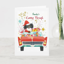 Tomten kommer igenom | Black jul Hälsning Helgkort