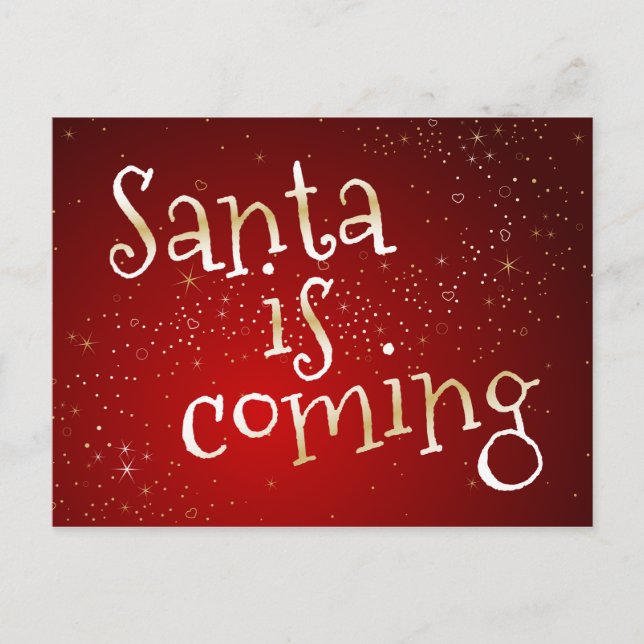 Tomten kommer med vykort från tomten (Framsida)