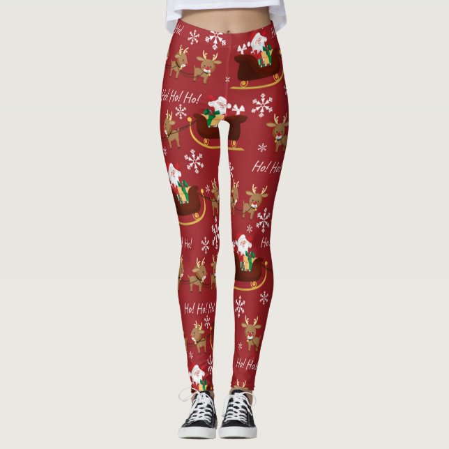 Tomten Kommer Mönster Leggings (Framsida)