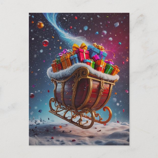 Tomten kommer till staden helg vykort (Framsida)