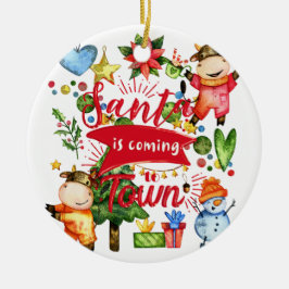 Tomten kommer till staden - Julfesten för matkor Julgransprydnad Keramik