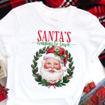 Tomten kommer till Town Classic-julen T Shirt<br><div class="desc">Skaffa redo för den mest underbara tiden på året med den här klassiska "Santa's Coming to Town"-garantin! Den här skjortan är en perfekt för att sprida helgdag cheer. Den har en glad Jultomten omgiven av en festlig krans. Den traditionella utformningen och det varma färg väcker nostalgi och upphetsning inför julen,...</div>