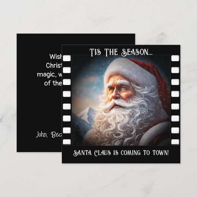Tomten kommer till Town Soon! Kort för hälsning (Fram/baksida)
