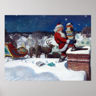 Tomten levererar bokar pansarlast av Wyeth Poster