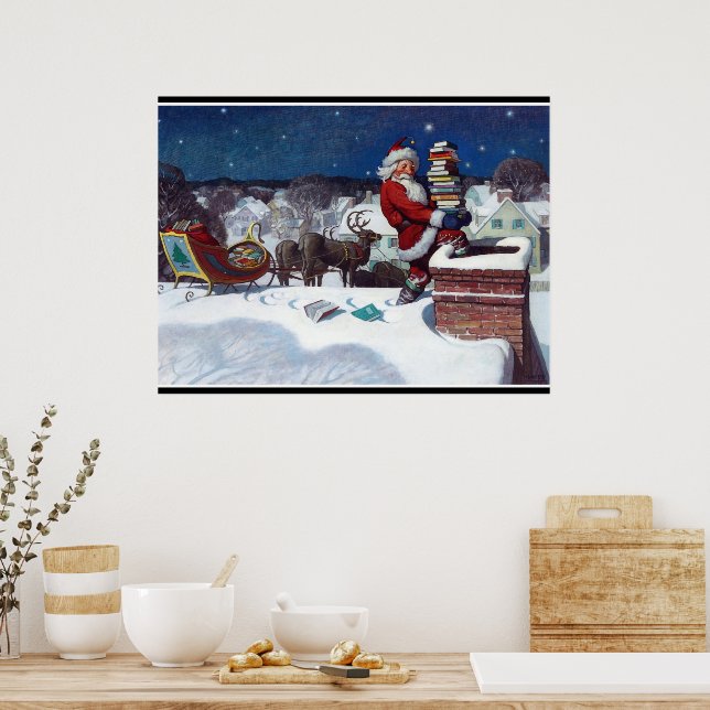 Tomten levererar bokar pansarlast av Wyeth Poster (Kök)