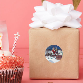 Tomten levererar bokar pansarlast av Wyeth Runt Klistermärke