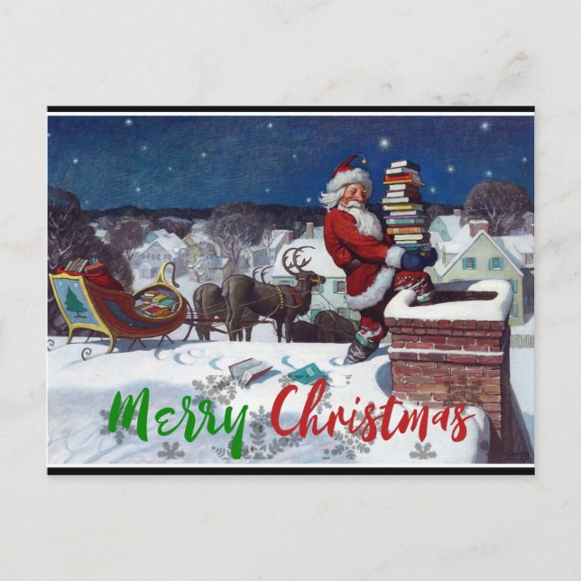 Tomten levererar bokar pansarlast av Wyeth Vykort (Framsida)