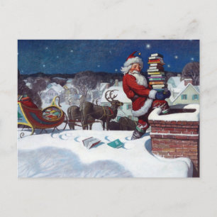 Tomten levererar bokar pansarlast av Wyeth Vykort