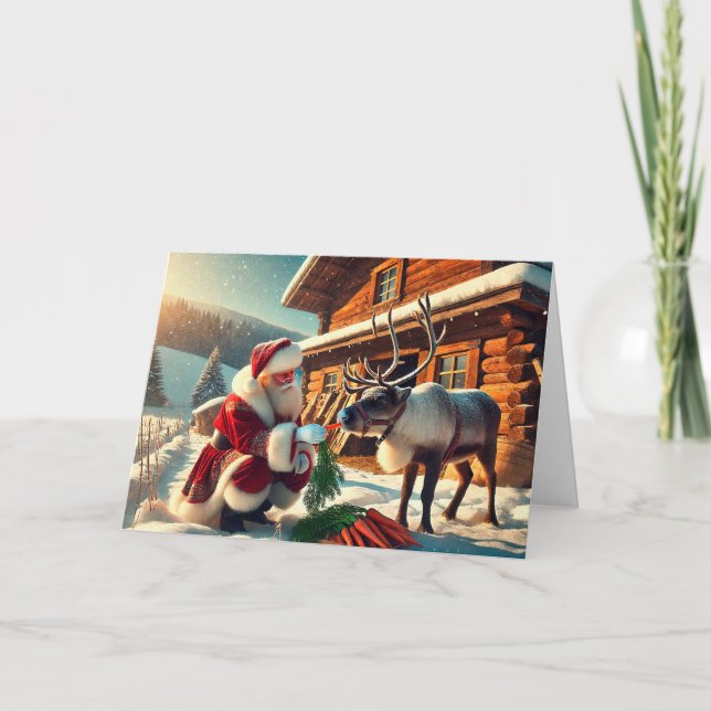 Tomten Matar julkort för renar Helgkort (Framsida)