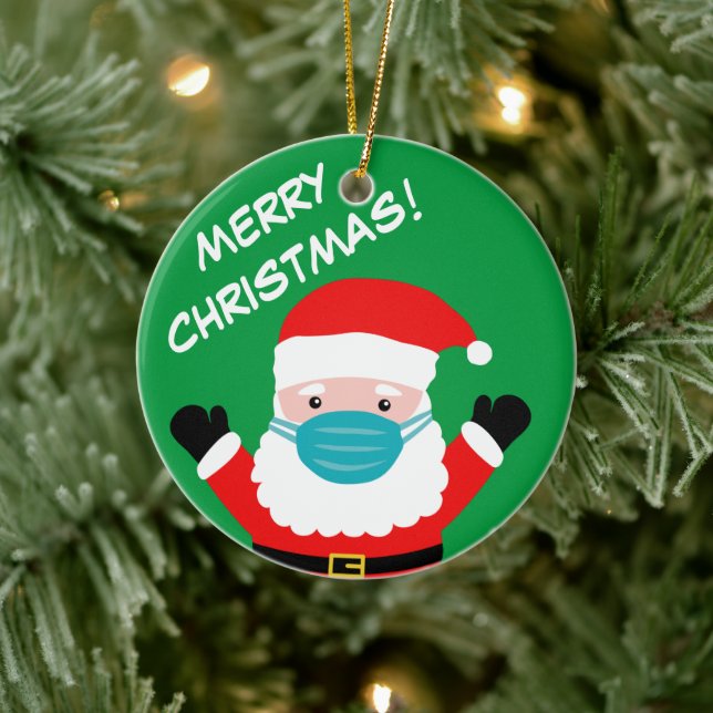 Tomten med ansikte mask tecknad anpassningsbar jul julgransprydnad keramik (Träd)