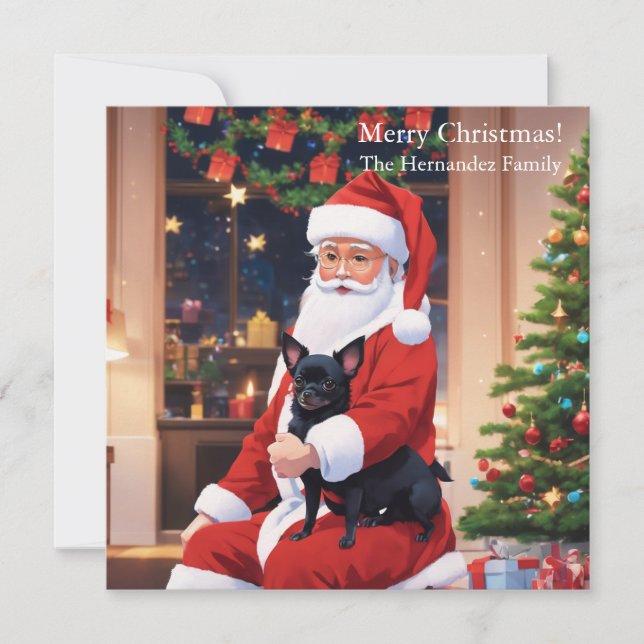 Tomten med chihuahua julkort (Framsida)