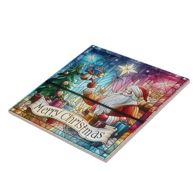 Tomten med gåvor och renar kakelplatta (Sidan)