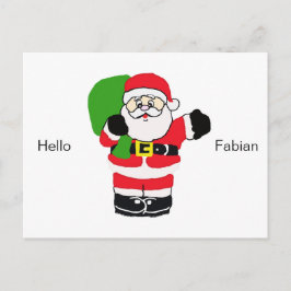 Tomten med Hälsning och Namn Helg Vykort